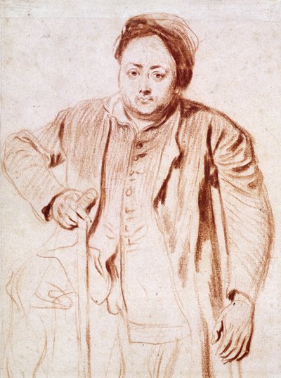 Antonie de la Rogue, hombre con muletas, c.1714 de Jean Antoine Watteau